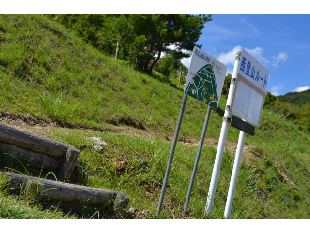 第二駐車場から見えるこの看板が目印！こちらから登ってくださいね！